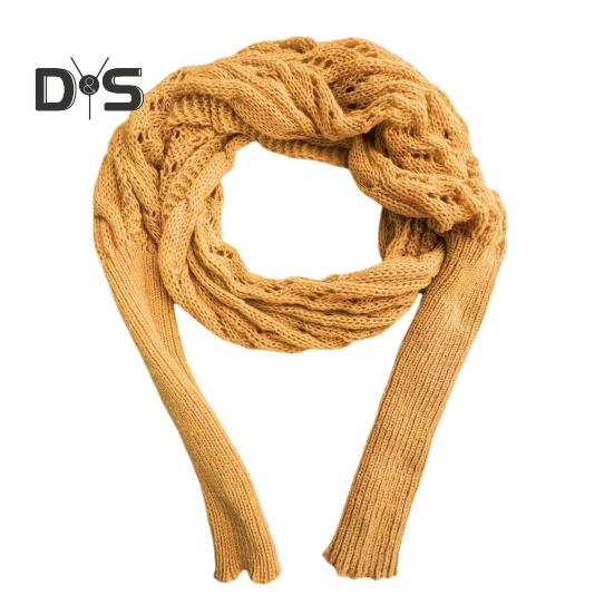 

Рукавный шарф-шаль, однотонный, полый, скрученный, женский, в стиле бохо, плетеный шарф-косичка, зимняя одежда