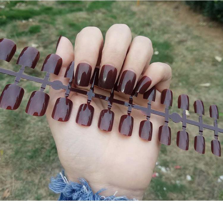 

24 шт./компл. DIY быстрые ногти с короткой плоской головкой, однотонные накладные ногти, разноцветные полоски, готовый маникюр, маникюр