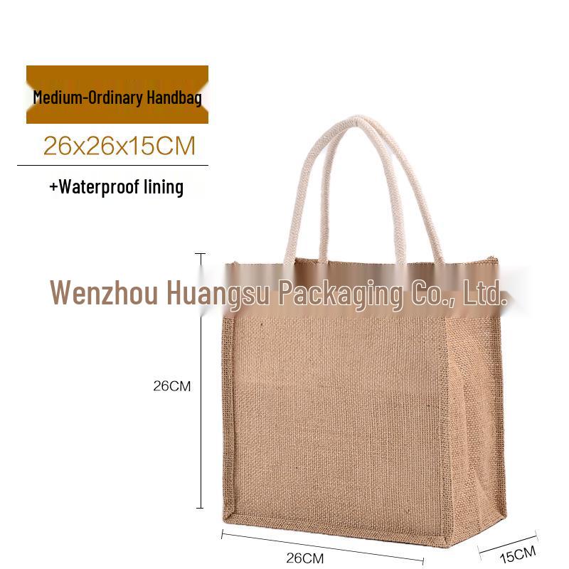 Muji Jute-Style Customizable Tote Bag - Film-Coated, Blank Linen for DIY Hand-Painting