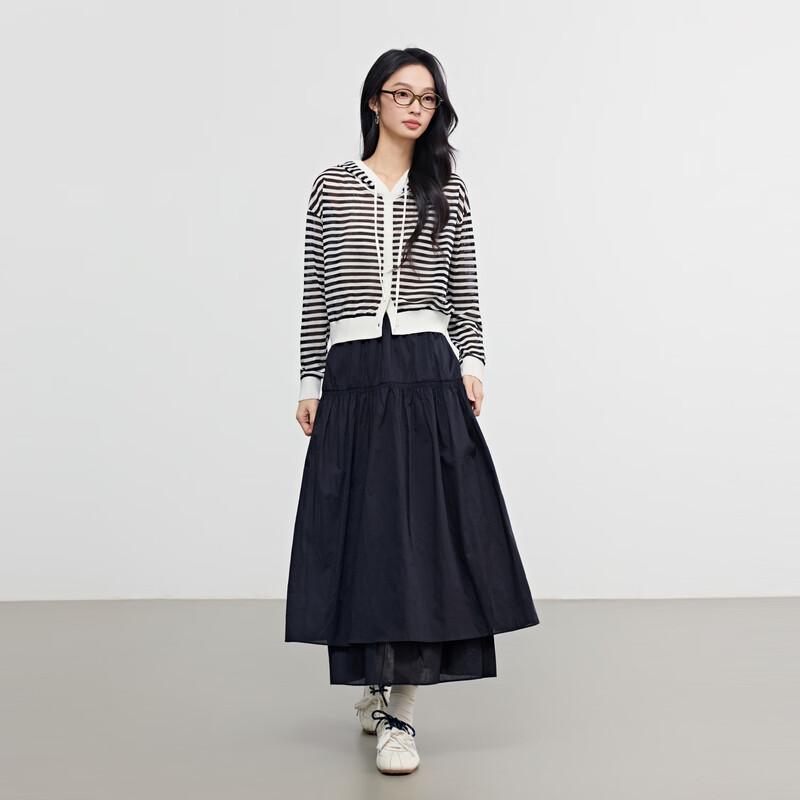 Elva' Island Women's Striped Hooded Knit Cardigan