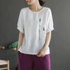 Women's Summer Embroidered Short Sleeve T-Shirt Round Neck Loose All-match Top