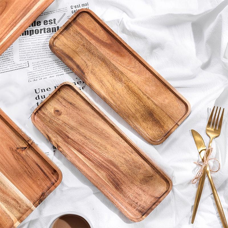 Acaciahout Koffiedienblad Voedsel CupTrays Decoratief Houten Dienblad Dessert Snoep Bamboe Dienblad Gongfu Theedienblad