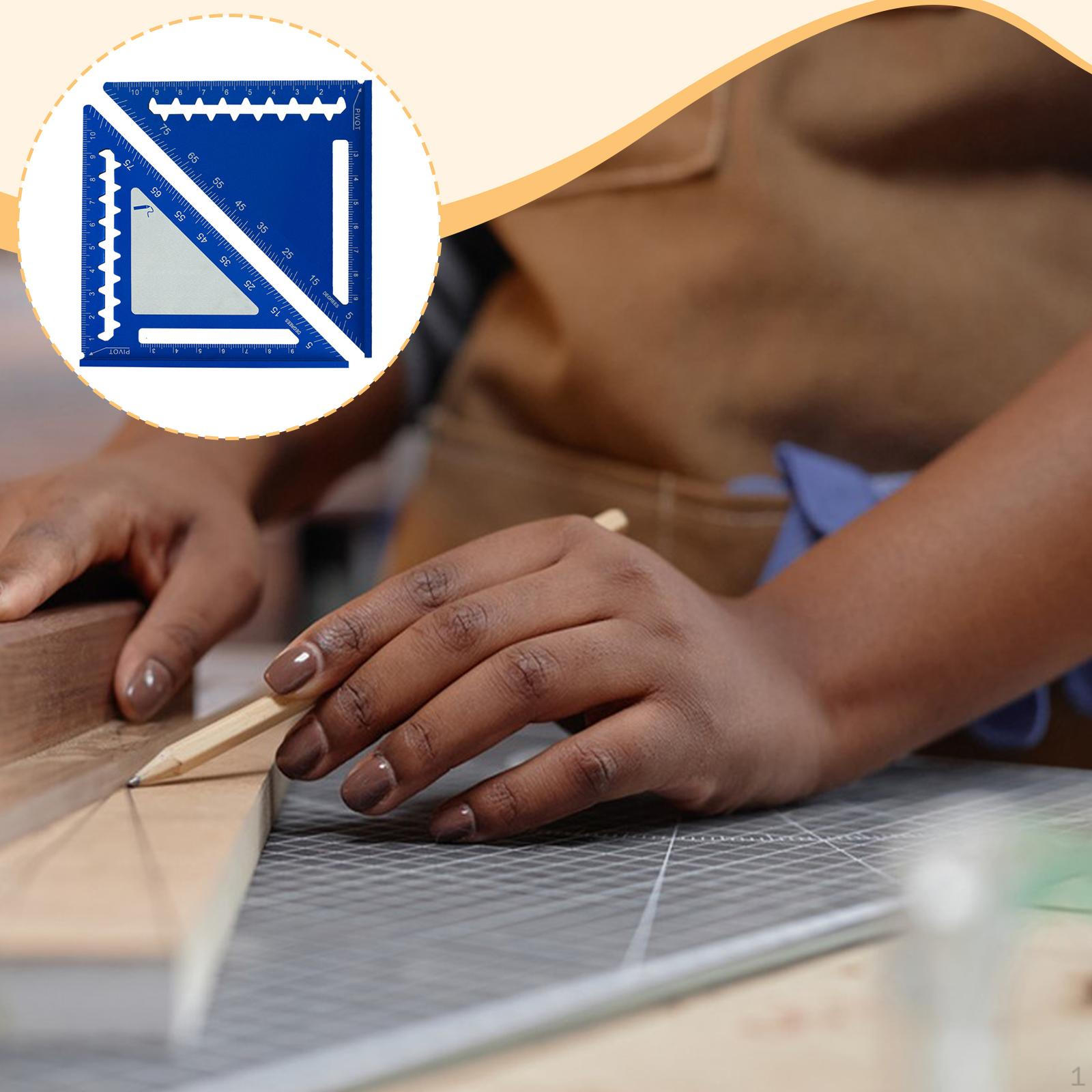 

45/90 Degree Layout Triangle Ruler Carpenter Square Professional Wear Resistant DIY Measuring Gauge синій