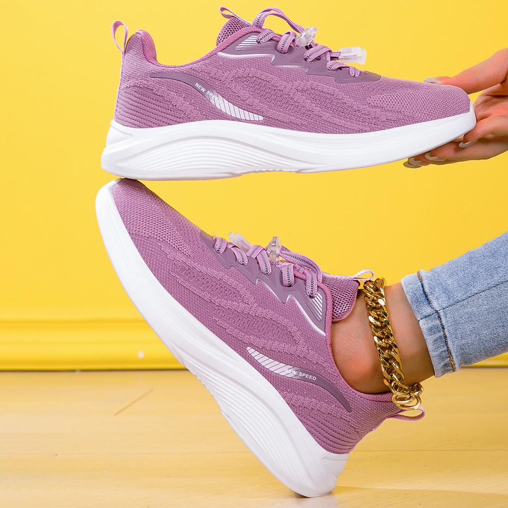 Spring and Autumn Women's Shoes Running Shoes Middle School Students Lightweight Breathable Fly-woven Casual Shoes Couple Shoes Travel Shoes Sports