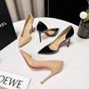 Single Shoes Wear Red-soled Cut Men's High Heels, Women's Thin Heels Are Not Tired for a Long Time, the Side Is Empty, the Legs Are Long,