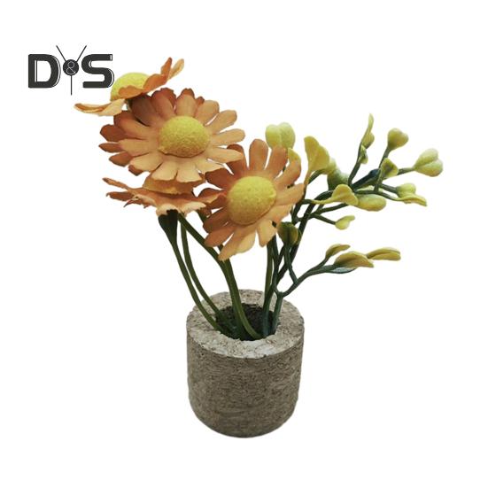 Artificial Flower Cork Pot Refrigerator Magnet DIY Home Office Kitchen Locker Fridge 3D Miniature Potted Plants Magnetic Decoration Ornament