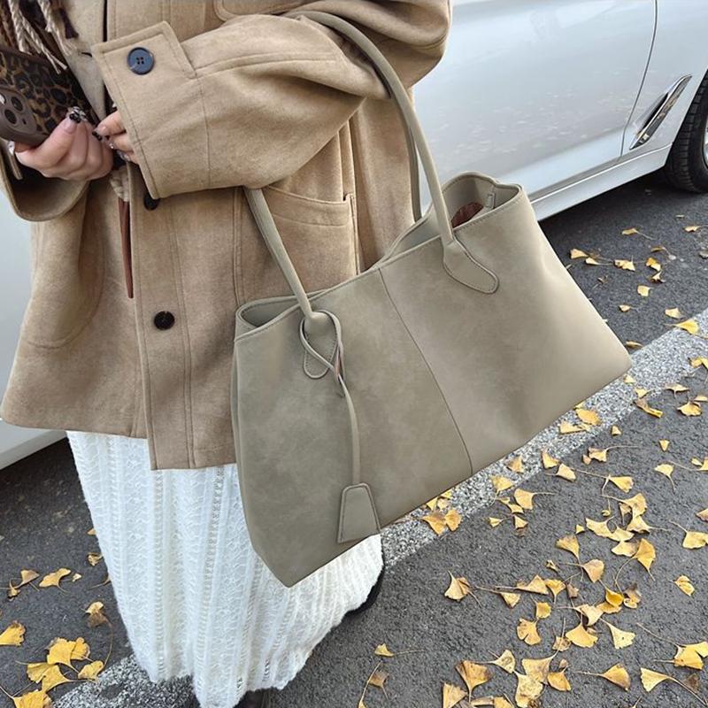 Faux Suede Solid Color High Quality Fashionable Versatile Handbag Women's Large Capacity Winter Daily Shoulder Bag