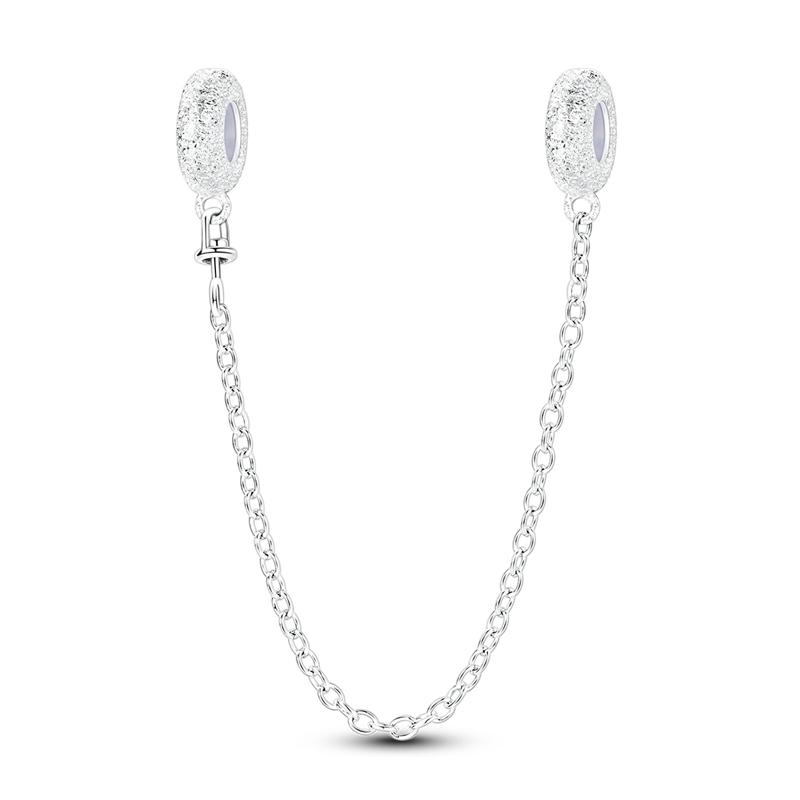 Safety Chain Charms 925 Silver Love Bow Star Moon Snowflake Safety Chain Fit Bracelet DIY Women's Jewelry