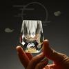 Bicchiere da shot in cristallo a doppia parete di lusso con fondo in lamina d'oro Taglio sfaccettato Bicchiere Premium per Vodka Whiskey per Home Bar e Regalo