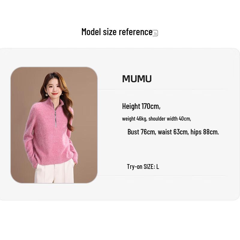 Qianbainian Women's Mock Neck Wool Blend Knit Sweater