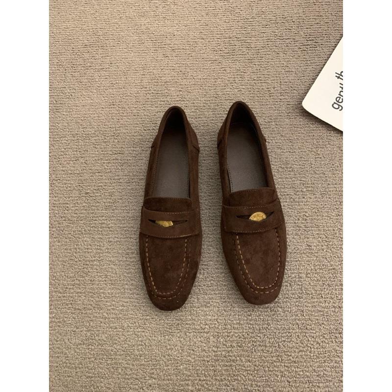 Retro flat-soled single shoes women's shallow mouth spring new temperament black one-pedal soft-soled Doudou shoes