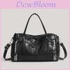 Synthetic Leather Large Square Crossbody Bag With Rivet Decor For Daily Use