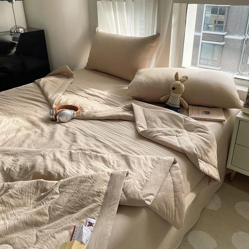 

Легкий летний комплект одеяла из соевого волокна - Дышащее одеяло из стиранного хлопка для кондиционера, Машинная стирка, Однотонное постельное белье 150x200cm хаки