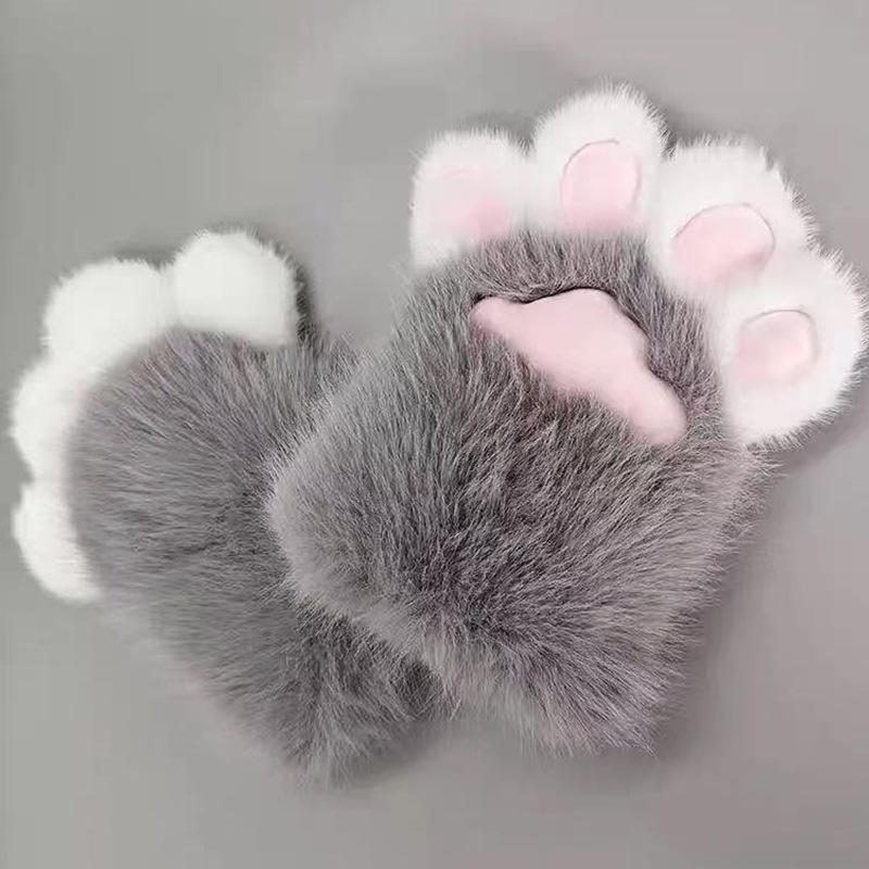 1Pc New Plush Cosplay Cat Paw Glove Thicken Cartoon Cat Claw Squeaking Furry Mittens Props
