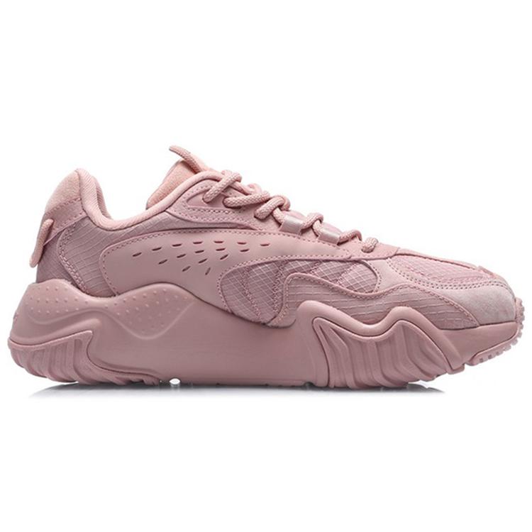 Li Ning Cat Paw Lite Fabric Comfortable Slip Resistant Abrasion Resistant Low top Running Shoes Women's Pink AGLQ124-1