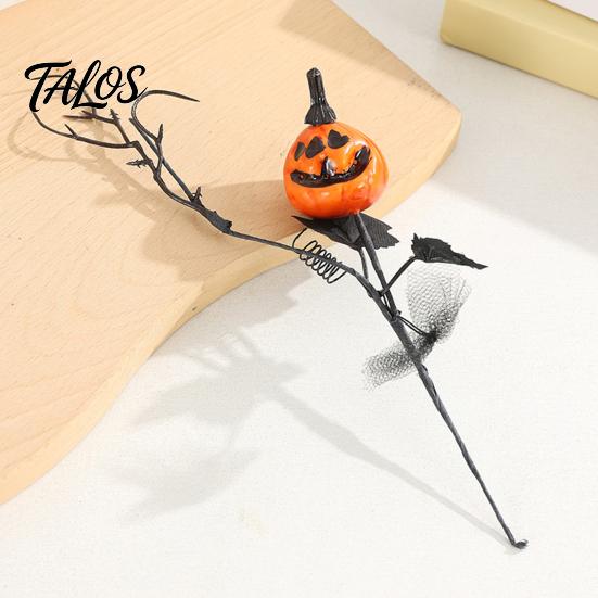 Fake Pumpkin with Black Branches Artificial Stems, Halloween Branch Maple Leaves, Bouquet Flowers Gothic Floral Arrangement for Vase, Indoor