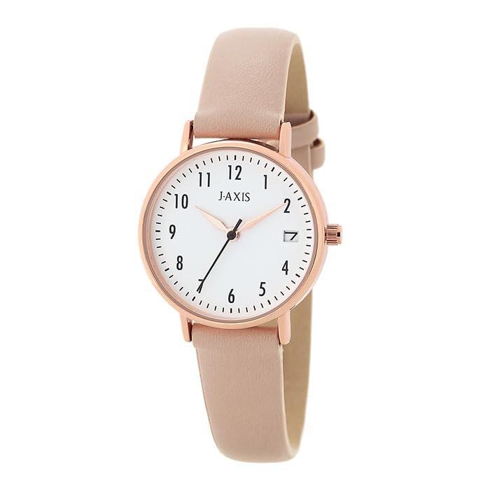 J-AXIS Unisex Daily Wristwatch with Date Display Simple Basic Minimalist Pink CF3B0029