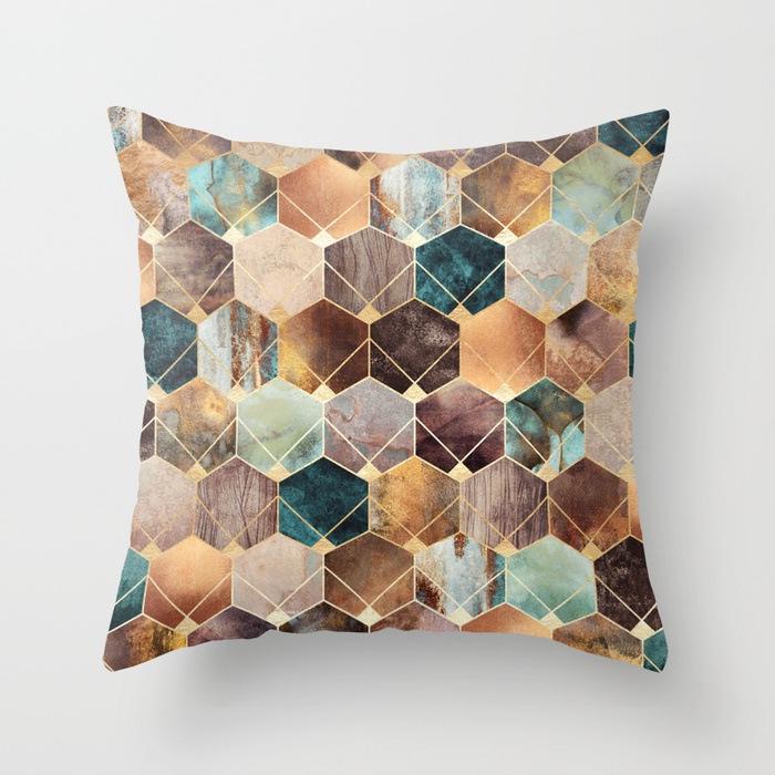 

New Modern And Simple Peach Leather Velvet Pillow Cover Printed Marble Pillow Cover Cushion Cover Premium Durable 45*45cm