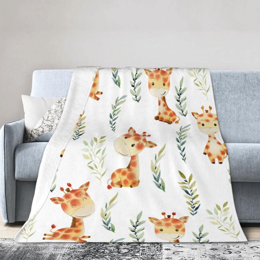 Cartoon Lion Elephant Animal Digitalprinted Polyester Velvet Flannel Cover Blanket Fleece Soft Sofa Cover Blankets for Beds