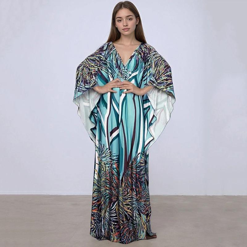 XITAO Print Batwing Sleeve Dress GJ1150