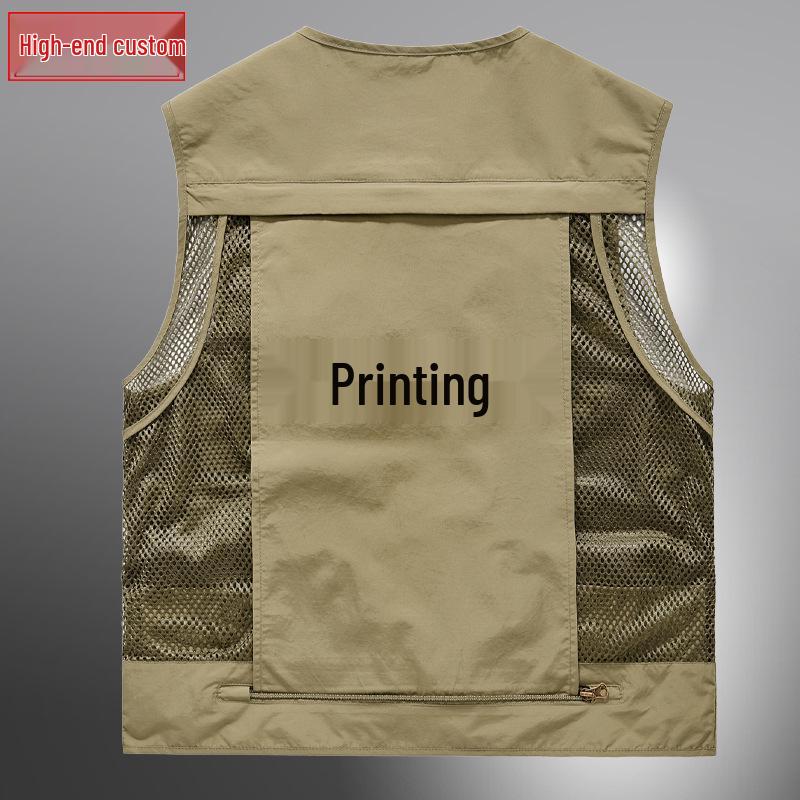 Men's Custom Logo Multi-Pocket Outdoor Fishing & Photography Vest