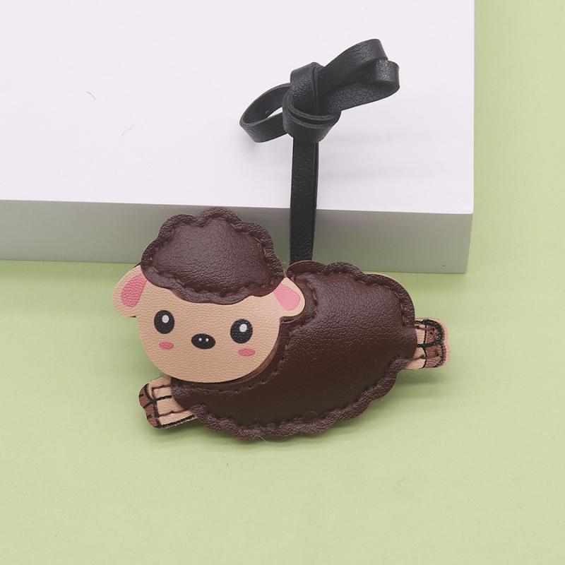 Cute Goat PU Leather Keychain Durable Cute Key Ring Bag Pendant for Women Car Key Holder Daily Use Gift