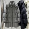 Womens Mid-Length Hooded Puffer Coat With 86-90% White Duck Down Warm Thick Winter Outerwear Loose Fit Elegant Commuter Style