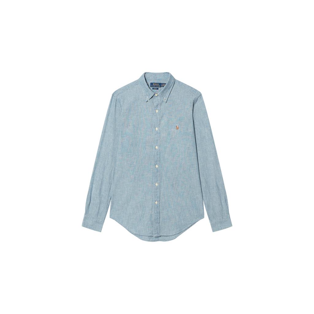 Polo Ralph Lauren FW21 Embroidered Logo Slim Fit Long Sleeve Shirt Men shirts Blue 710548538-001