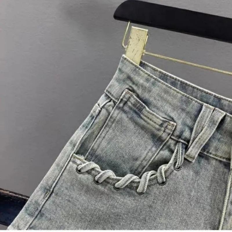 American Summer New Style Pocket Decorated Personalized Denim Shorts Hot Pants for Women Cool Trendy