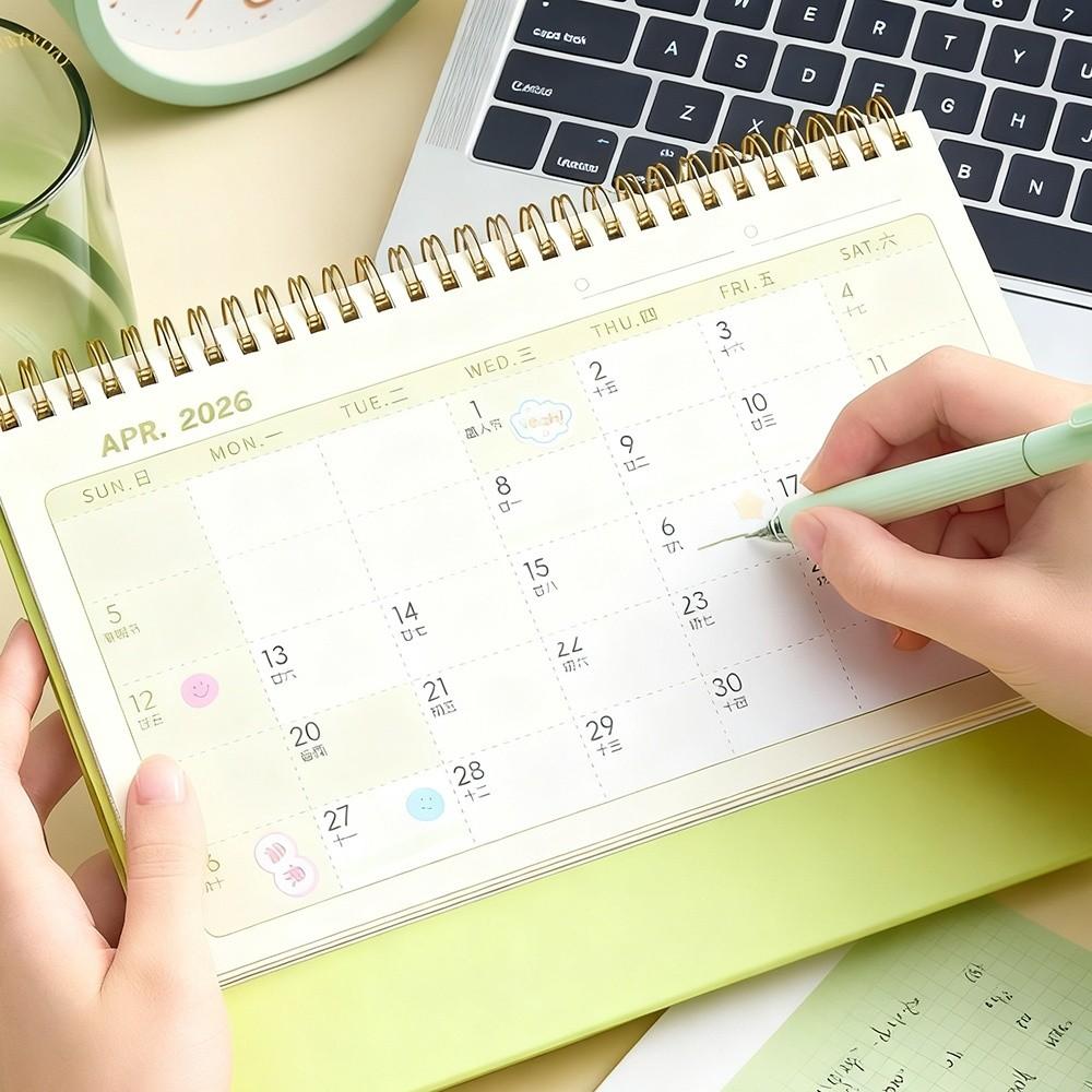 Standing 2026 Desktop Desk Calendar Time Management Foldable Table Calendar Thick Paper Desktop Paper Calendar Table Decorations