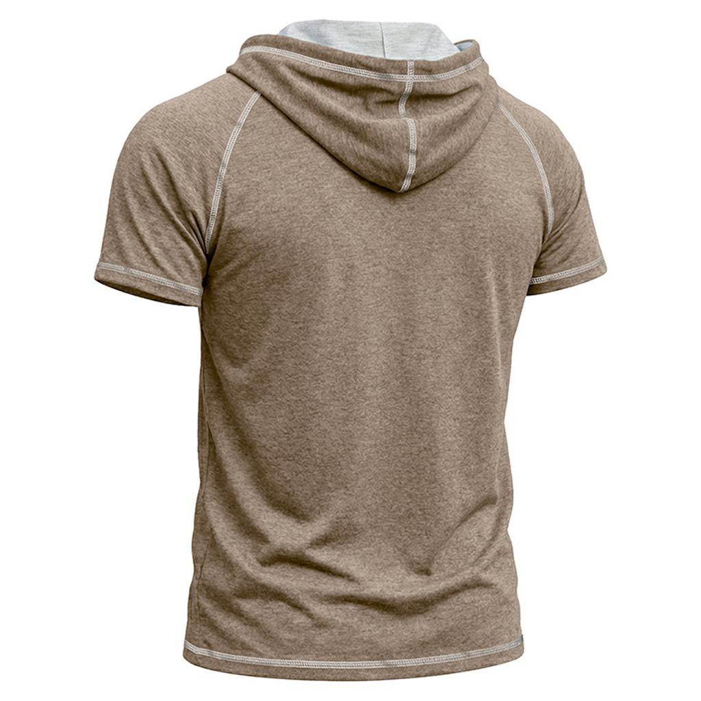 Men's Casual Sports Fitness Hooded Short-sleeved T-shirt