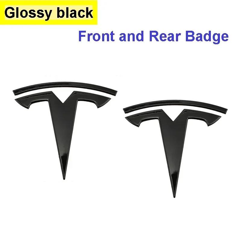 Bilklistremerke Tesla Metall Dekkbart Frontlogo Embleme Klistremerke for Tesla Modell 3 Modell Y Bakre Bagasjeromsskilt Karbonfiber Dekal Eksteriør