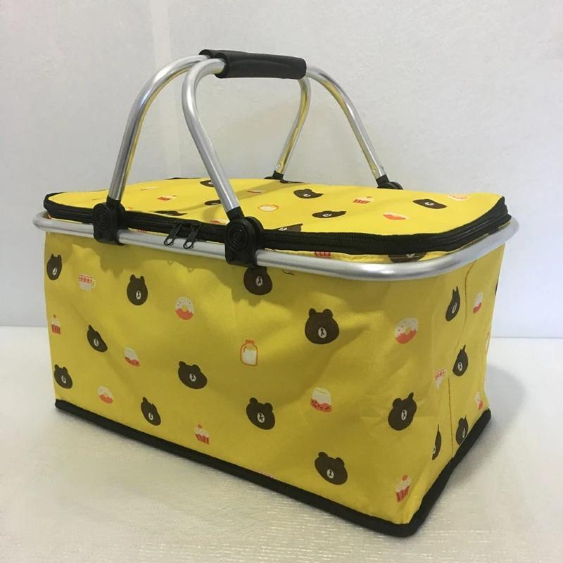 Car Oxford Outdoor Picnic Insulation Storage Basket Refrigerated Food Delivery Box Folding Shopping Basket Trunk Storage Box