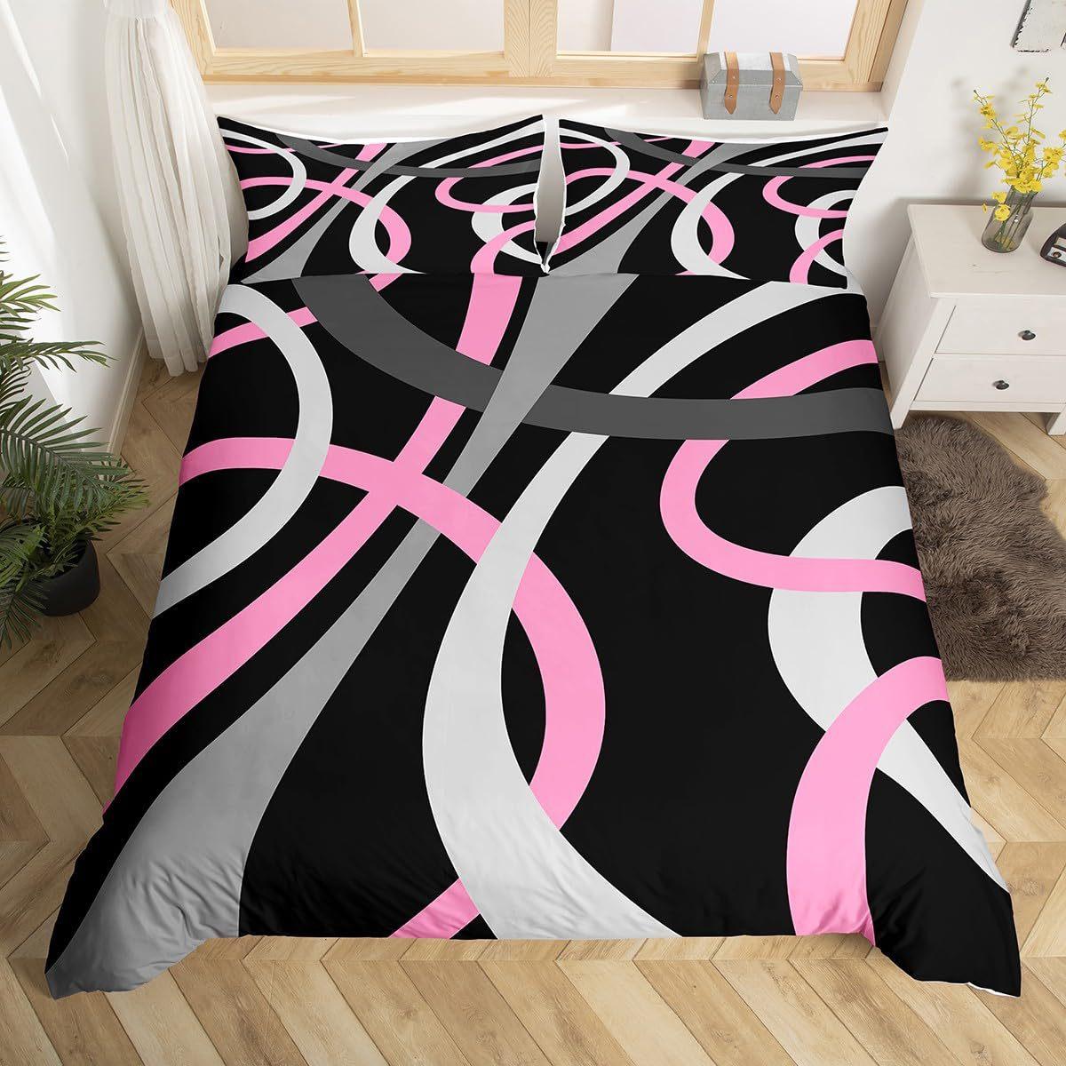 

Круглый Геометрический Постельный Набор Зеленый Серый Черный Абстрактное Искусство Покрывало Удобный Комплект из Трех Предметов EU single 135*200