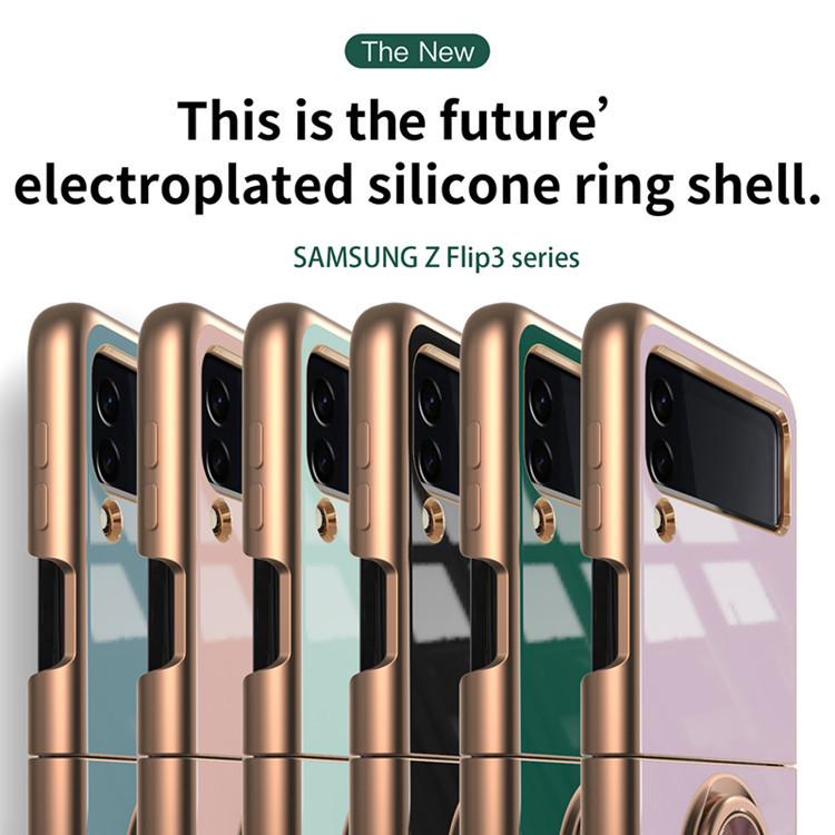 Applicable Samsung Galaxy Z Flip6 Ring Holder Phone Case Folding ZFold5 Magnetic Plating Case