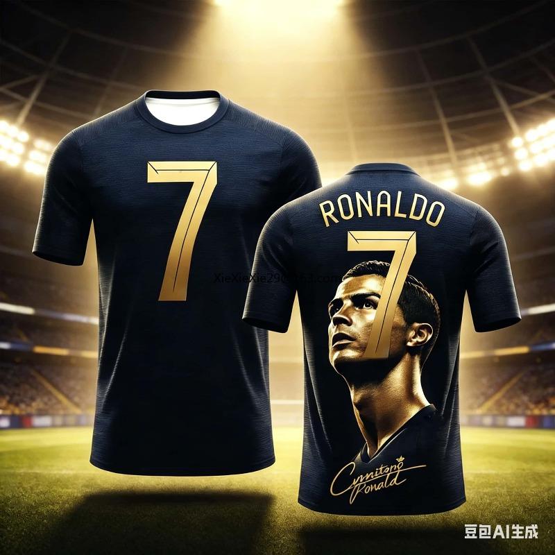 Men's and Children's Fashion Ronaldo # 7 Jersey AI Summer Couple Quick Drying Adult Short Sleeved Commemorative Edition Gift