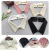 Women Pearl Fake Collar Retro Lace Beaded Collar Choker Necklace Party Bride Clothing Accessories Sweet Detachable False Collar
