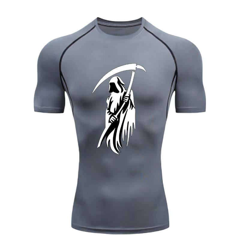 Reaper  Men's Sports T-shirt Training Fitness Compression Short Sleeve Rashguard Running Workout T-Shirt Athletic Tees