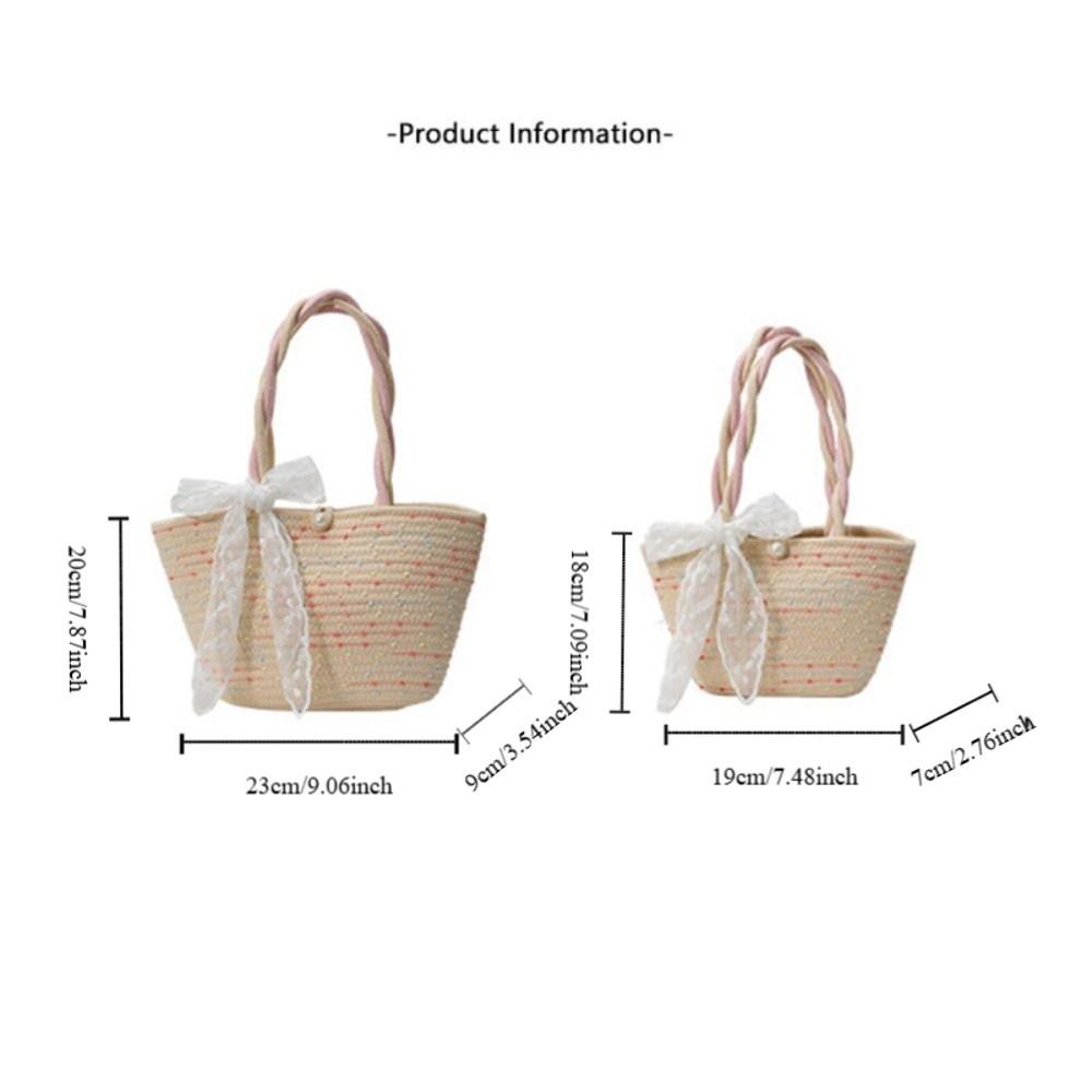 Shoulder Bag Woven Tote Bag Korean Style Summer Beach Bag Simple Pink Tote Handbag  Storage