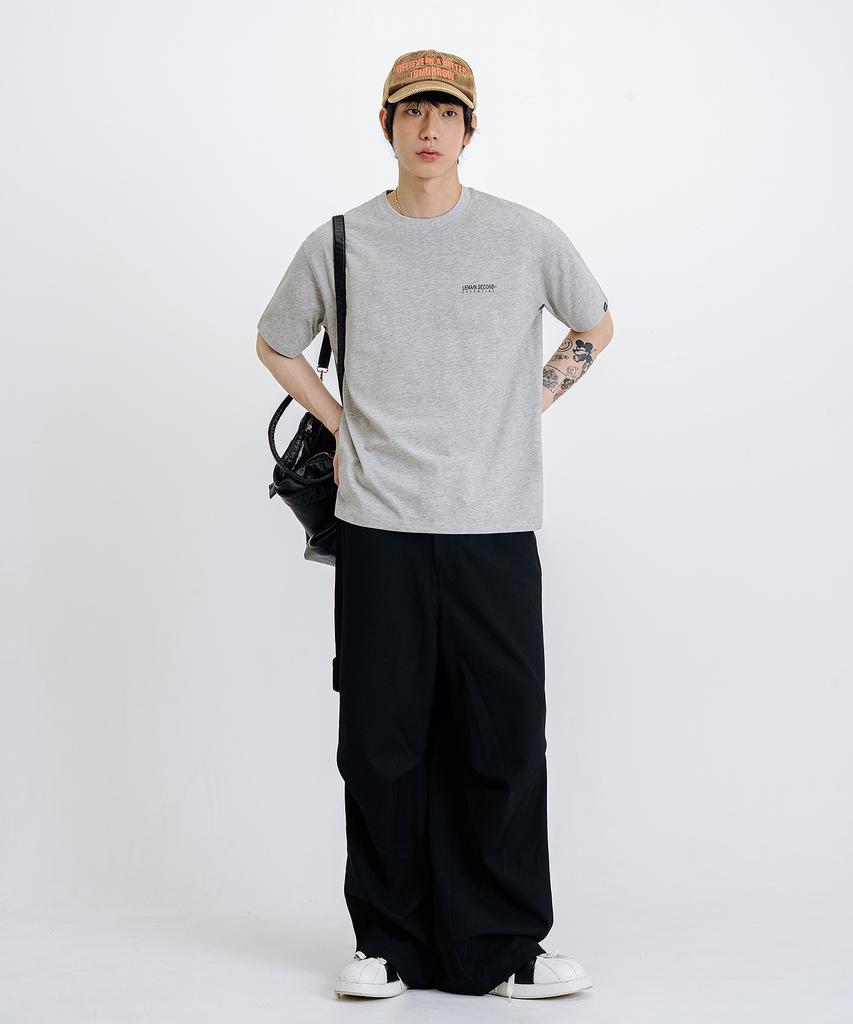 LEMAIN SECOND Basic Logo Print Oversized Short Sleeve T-Shirt [Melange Gray]