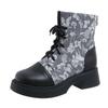 Large Size Martin Boots Women's Autumn and Winter Wind Lace-up Comfortable Thick-soled Printed Fashion Short Boots