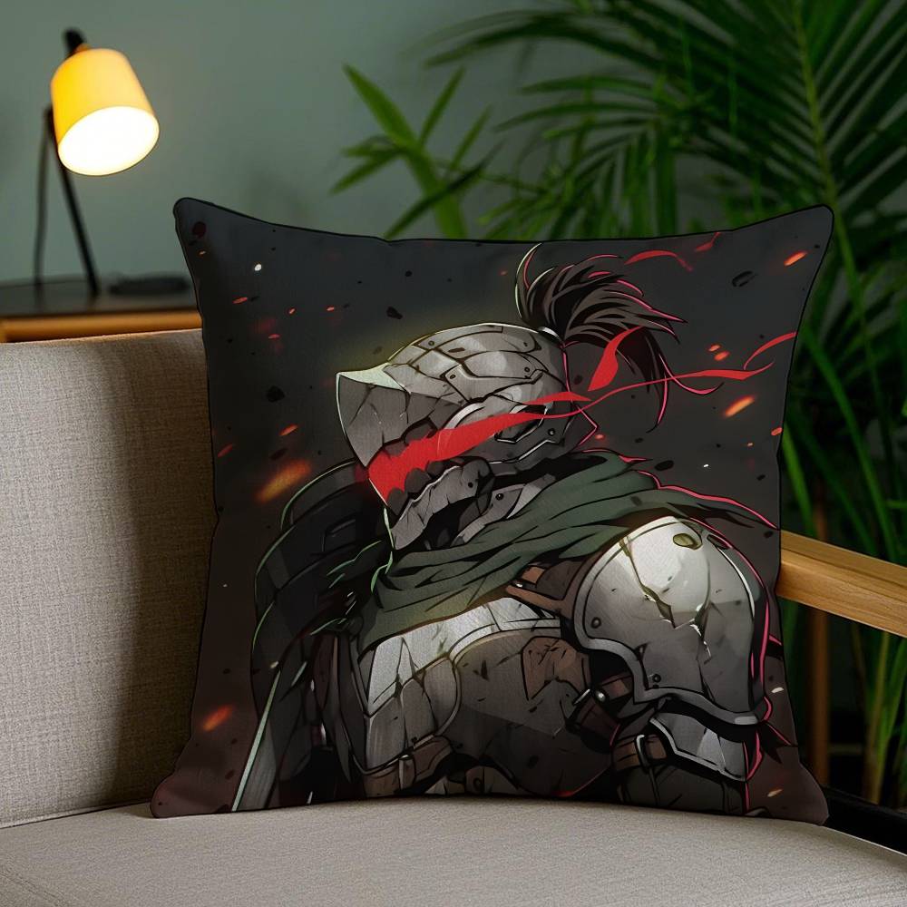 Handsome Anime Goblin Slayer-Cartoon Pillow Case Anti-dustmite Pillowcase Invisible Zipper Silky Short Plush Sofa Cushion Cover