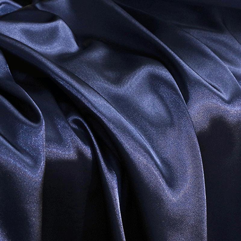 European Solid Color Mulberry Silk Bedding Sets Ice Silk Satin Cooling Bedclothes High Quality Skin-Friendly Smooth Duvet Kit