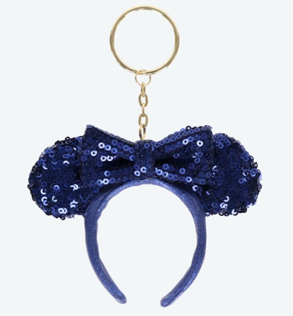 

Minnie Mouse Sequin Headband Keychain Blue Keychain Tokyo Disney Resort Exclusive синий