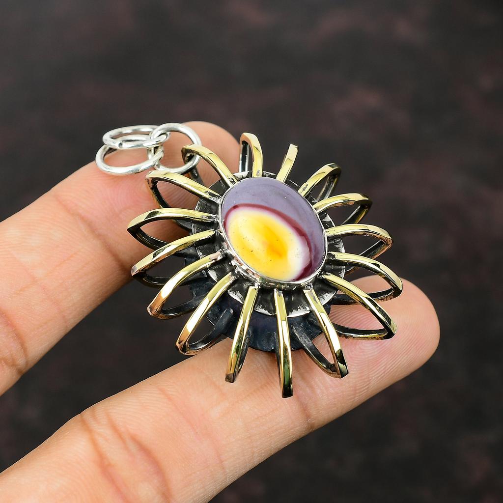 Mookaite Pendant Original Gemstone Jewelry 925 Sterling Silver Pendant Cage Pendant Handmade Jewelry 18K Gold Plated Pendant Gift For Bridal