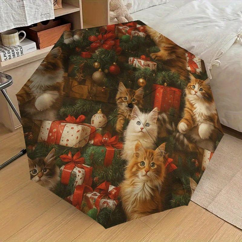 1pc Christmas Cats Themed High-quality Umbrella,Automatic Opening and Closing Umbrella,Multi-functional Umbrella G0811382