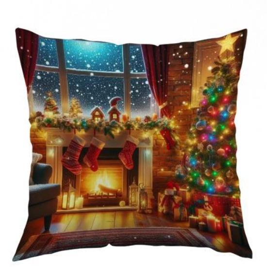 New Christmas Printed Cushion Cover Christmas Elk Home Sofa Decoration Cushion Cover Bedside Cushion
