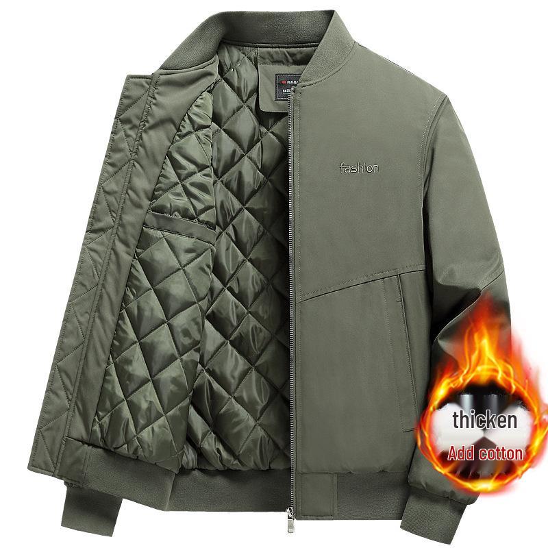 Men's Thickened Cotton Pilot Jacket - Autumn/Winter Stand Collar Loose Baseball Outerwear