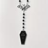 1pc Gothic Y2K Style Beaded Necklace with Bat & Red Cross Pendant - Black Beads, Copper Accents, Perfect for Parties, Graduations, and Travel, Gothic