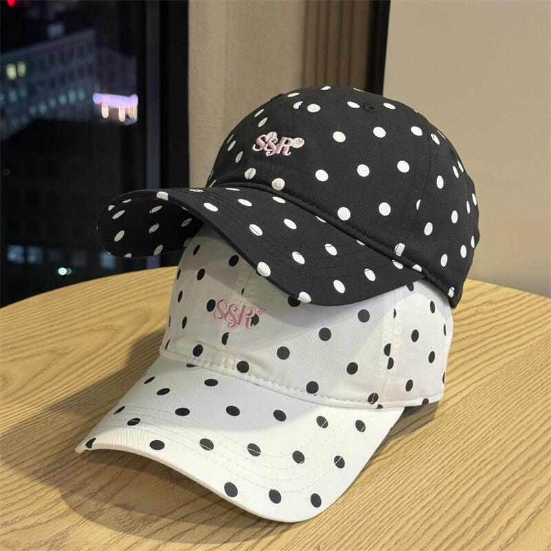 Autumn Ins Soft Top Letter Polka Dot Baseball Cap Women's Casual Versatile Sunscreen Visor Face Small Cap